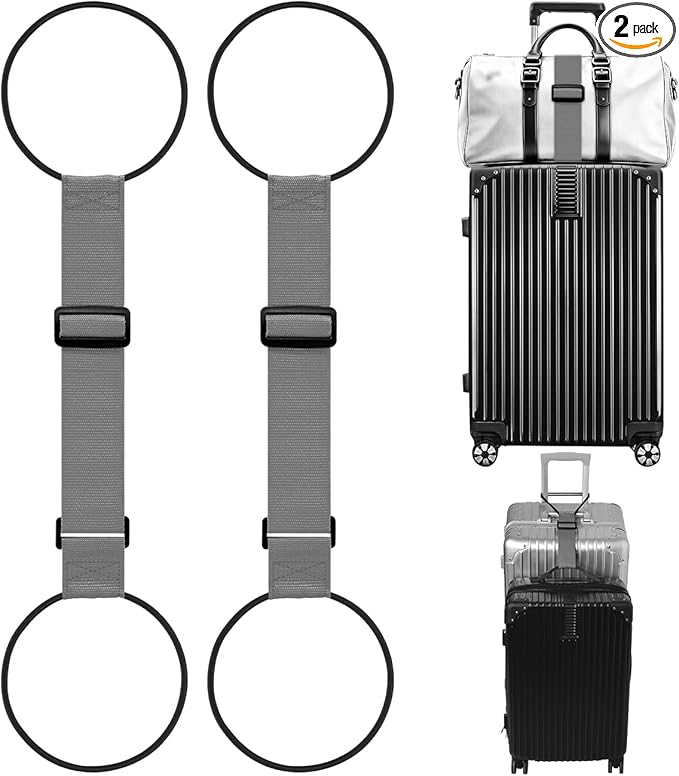 Luggage Connector Straps for Suitcase, Adjustable Travel Belt for Carry on Bag, Backpack, Accessories, Thickened Elastic Add A Bag Bungee Strap, 2 Pack