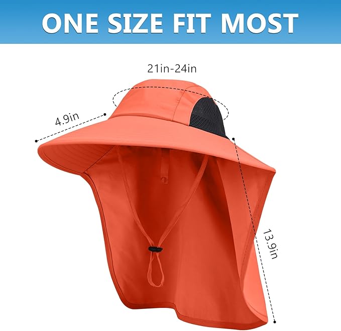 Sun Hat for Men Women with Neck Flap,UPF 50+ UV Protective Hiking Fishing Hats,Wide Brim Sun Hat for Women&Men