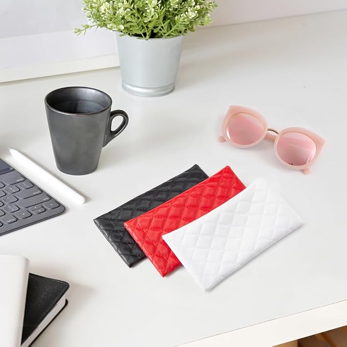 TRIUMPH VISION Squeeze Leather Sunglasses Pouch - 3 Pack Glasses Case Soft Eyeglass Sleeve Pouch Holder