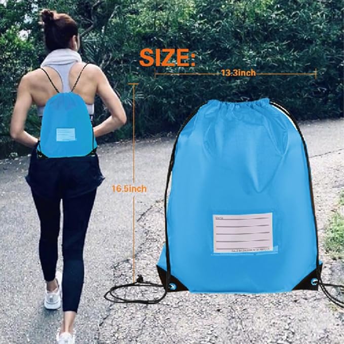 CODOBON 40 Pcs Drawstring Bags,Bulk Draw String Backpack, DIY Gym Sports Cinch Bag Sackpack for Women Men, Sky Blue