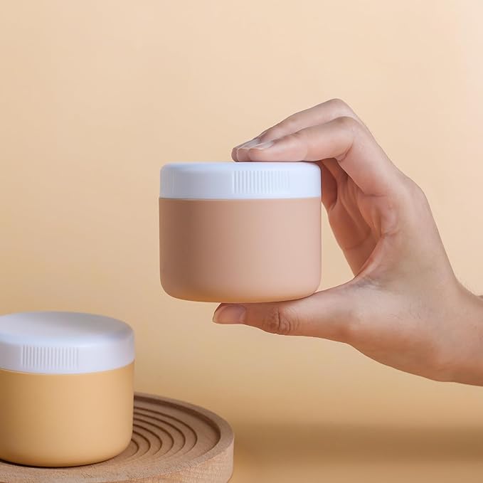 kuangre Travel Containers for Toiletries, Silicone Cream Jars BPA-Free, Leak-proof 1.35oz Travel Size Containers, Portable Size Silicone Jars with Lid for Cosmetic Face Hand Body Cream (4 Pack)