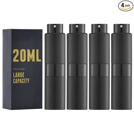 20ML Perfume Atomizer, Travel Cologne Spray Bottle, Mini Empty Sprayer Dispenser (Black,4PCS)