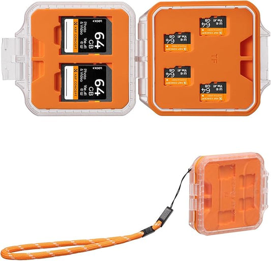 K&F CONCEPT 12 Slots Memory Card Case, Removable Card Slots, Water-Resistant and Anti-Shock Transparent Card Holder Storage Box for 8 Micro SD TF Cards, 2 SD Cards and 2 CFA Cards
