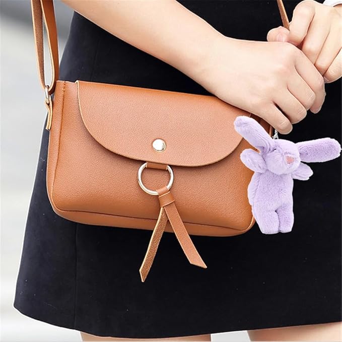 Miokkley Cute Bunny Plush Keychain for Backpack, 3.5" Inch Mini Rabbit Keychain Purse Charm Pendant Gift for Women