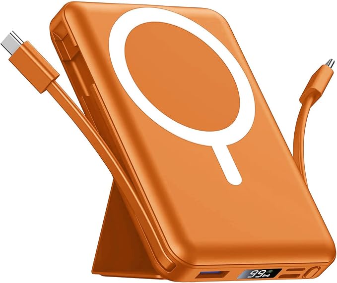 Azmuth for MagSafe Portable Charger, 10000mAh Magnetic Power Bank with 20W PD USB-C Fast Charging LED Display for MagSafe Battery Pack, Magnetic Travel Charger for iPhone 17/16/15/14/13/12 Series