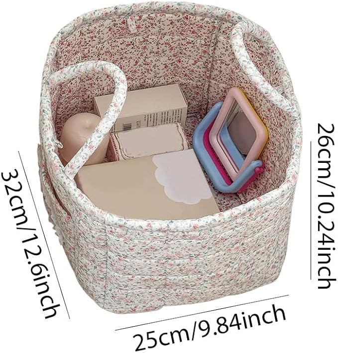Floral Fabric Storage Basket Car Interior Storage Basket Underwear Sundries Laundry Baskets Supplies Home Organizer Bag (style 3)