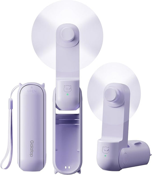 Gaiatop Portable Handheld Fan, 3 in 1 Mini Fan Handheld [17h Max Cooling], Foldable Personal Fans Pocket Design, USB Travel Fans Portable, Lash Trip Summer Essential Cute Gifts for Women Girl, Purple
