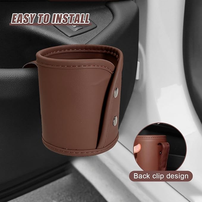 YoRise Car Door Cup Holder, Scratch-Resistant Clip-On Leather Auto Seat Side Water Bottle Holder, Universal Vehicle Interior Hanging Storage Organizer Accessories for Truck Sedan SUV (Red)