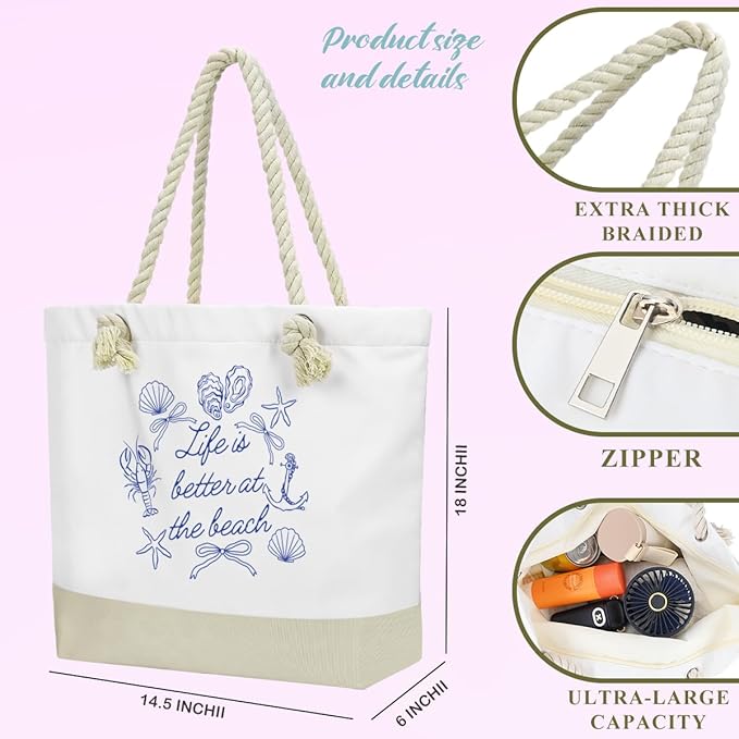 BELLOWDEER Beach Bags for Women, Wet Bag Cosmetic Bag for Beach Toiletries, Summer Travel Essentials, Gifts for Women