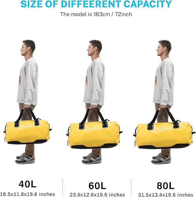 Gonex Extra Large Waterproof Duffle Travel Dry Duffel Bag Heavy Duty Bag with Durable Straps & Handles for Kayaking Paddleboarding Boating Rafting Fishing