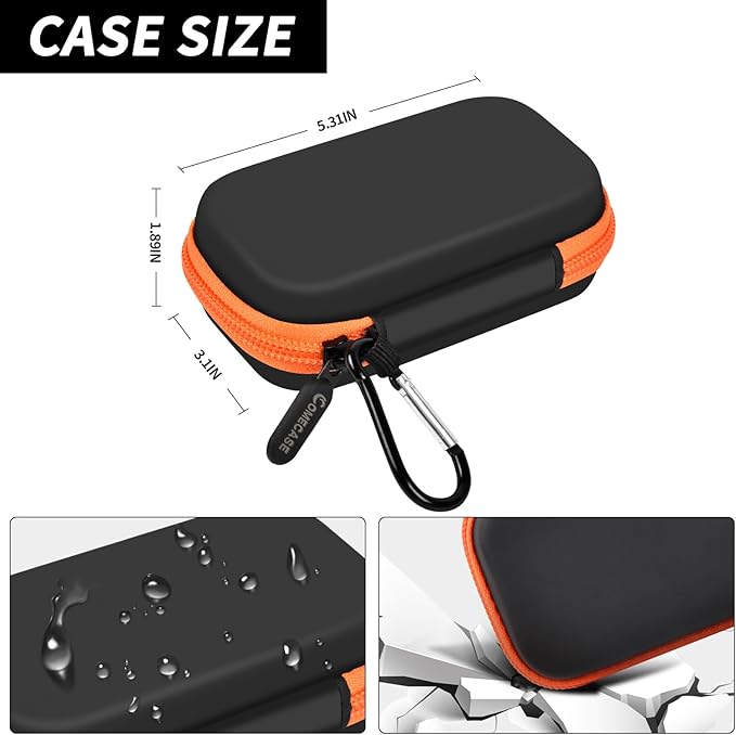 COMECASE Dual SSD Case for SanDisk Extreme Portable SSD & Extreme Pro, Hard Drive Storage Bag Fits 1TB 2TB 4TB 8TB External Solid State Drive, with 12 SD Card Slots, for Travel - Orange (Box Only)
