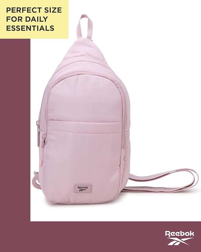 Reebok Unisex Crossbody Bag - Convertible Compact Durable Cross Body Bag for Women and Men - Gym and Travel Essentials, Size One Size, Thea II Ashen Lilac