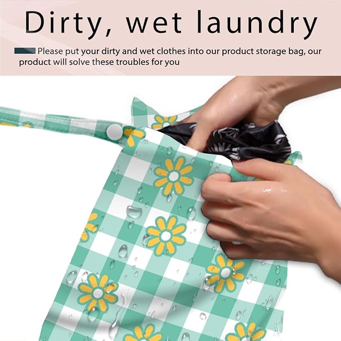 Wet Bag, 4Pcs Wet Dry Bag Set, Reusable Waterproof Bags with Retro Plaid Prints for Women, Great for Beach Getaways, Pool Visits & Travel Needs