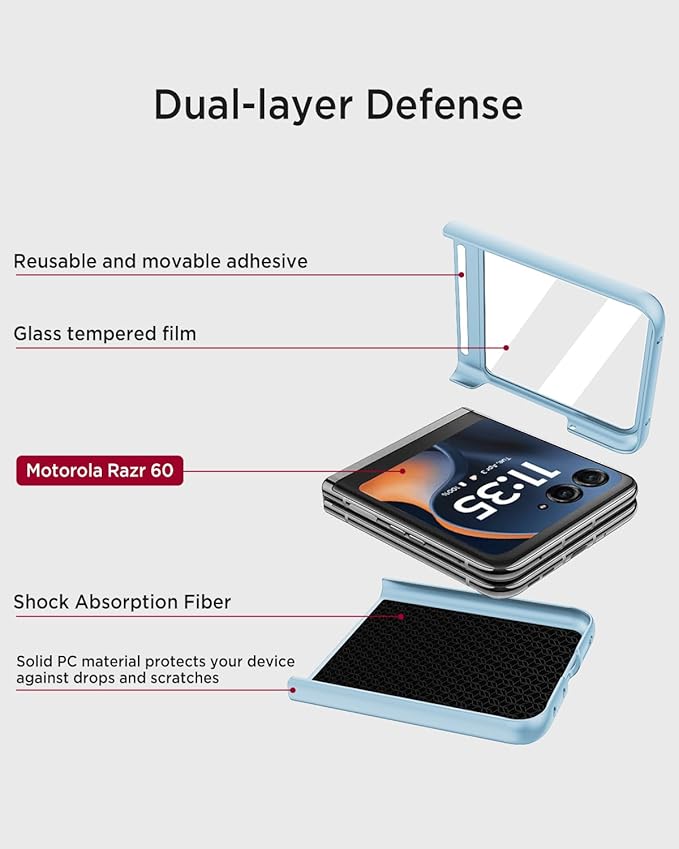 Miimall Slim for Motorola Razr 2025 Case with Screen Protector,[Military Grade Shockproof][Camera Protection] Drop-Proof Nonslip Rugged Lightweight Grip Girl Cover,Thinnest Razor Phone Case 2025,Blue