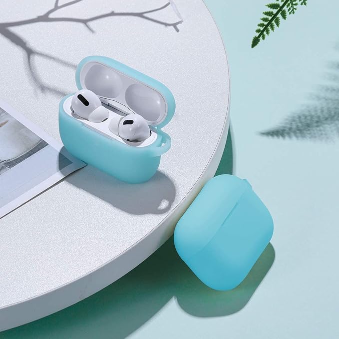 Lerobo Compatible with AirPods Pro Case Cover,Pretty Night Glow Silicone Case Cover Compatible with Apple AirPods Pro 2nd Gen with Keychain, Front LED Visible, Nightglow Blue