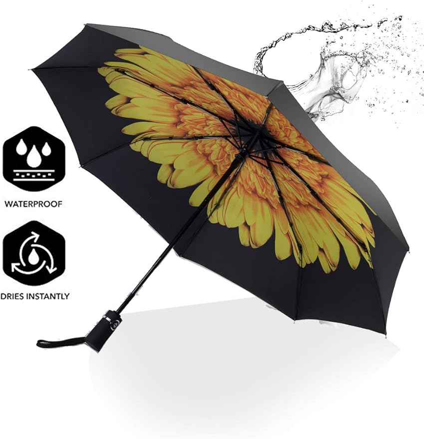 SY COMPACT Travel Umbrella for Rain, Windproof Automatic Compact Umbrella, UV Sun Protection, Lightweight Waterproof Travel Size for Backpack & Car, Factory Direct
