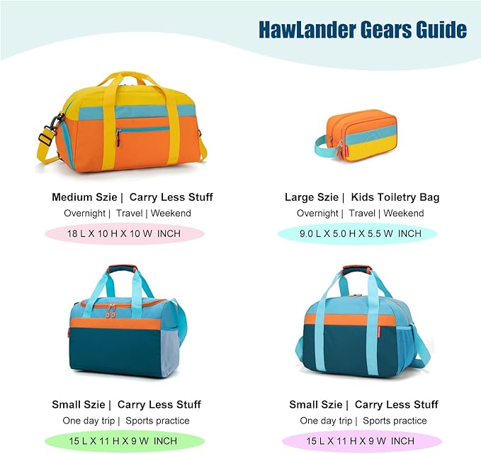 Large Kids Duffle Bag for Travel, Overnight, or Weekender, 22" inch (Orange)