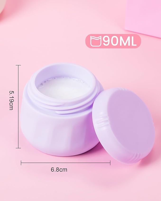 Mrsdry Travel Containers for Toiletries, TSA Approved Travel Size Toiletries 4 Pack, Refillable Containers, With Clear Bag, Leak Proof Silicone Jars, Essentials Creams Jars Carrying Small Items