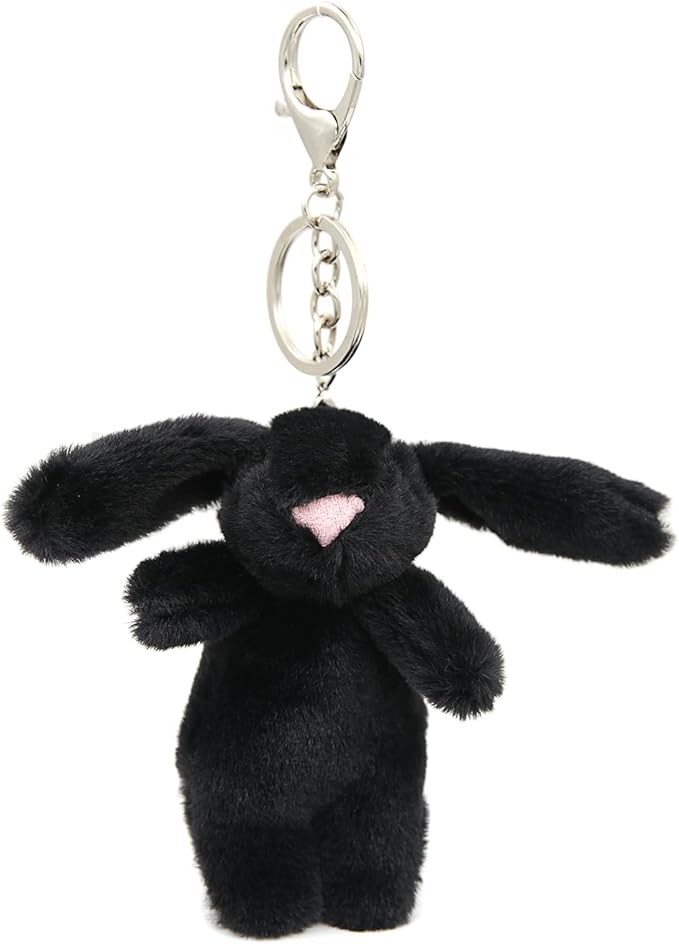Miokkley Cute Bunny Plush Keychain for Backpack, 3.5" Inch Mini Rabbit Keychain Purse Charm Pendant Gift for Women
