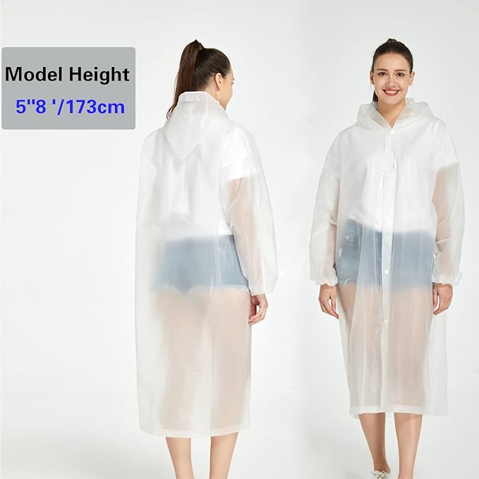 YDYJKI 2 Pack Waterproof Rain Ponchos for Adults-Reusable Emergency Raincoats with Hoodand Drawstring -Lightweight Ponchos