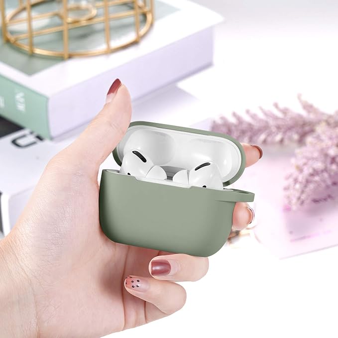 Lerobo Compatible with AirPods Pro Case Cover,Soft Silicone Protective Cases Cover Skin Designed for Apple AirPod Pro 2 Charging Case Women Men with Keychain Front LED Visible,Army Green