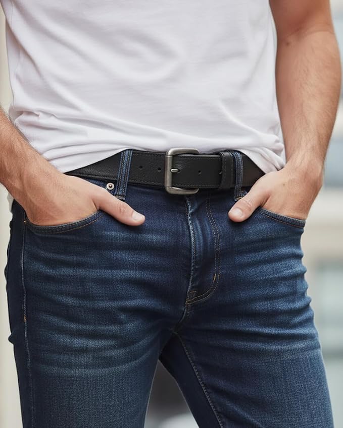 First Mfg Co - Mens Premium Leather Belt With Removable Buckle And Hidden Zipper Money Belt Daily Wear For Pants Perfect Fit