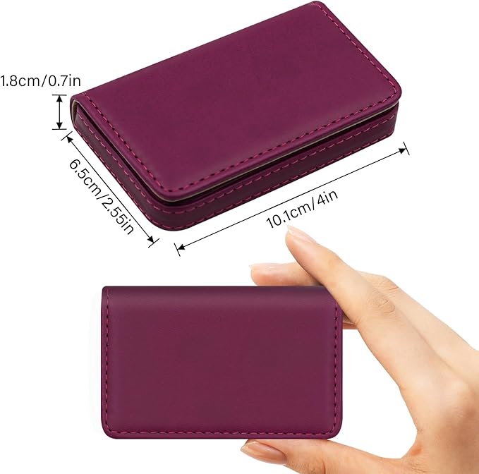 RFID Blocking Wallet - Minimalist Leather Business Credit Card Holder (PW-Wine Red)