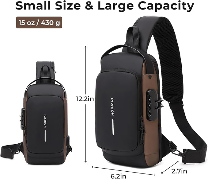 Rcrirth Sling Bag for Men | Anti-theft Crossbody Bag - Crossbody Shoulder Chest Bag for Daily use