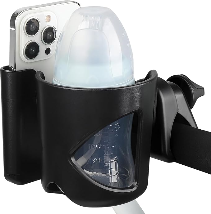Accmor Stroller Cup Holder with Phone Holder, Universal Cup Holder for Walker Wheelchair Bike, 360° Rotatable Stroller Cup Holder Attachment Accessories for Walker, Wheelchair, Scooter