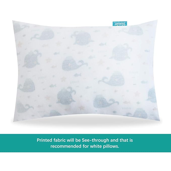 Biloban Organic Cotton 2 Pack Toddler Travel Pillowcase for Children Kid Pillows 13"x 18" or 14"x19", Envelope Travel Toddler Pillow Cover Case (White)
