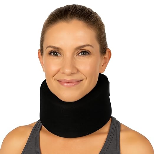 Vive Cervical Collar Neck Brace for Neck Pain and Support for Women & Men - Soft Foam Brace for Pain Relief - Comfortable Corrector Wrap for Posture, Sleeping, Radiculopathy, & Spine (Black, 4 inch)
