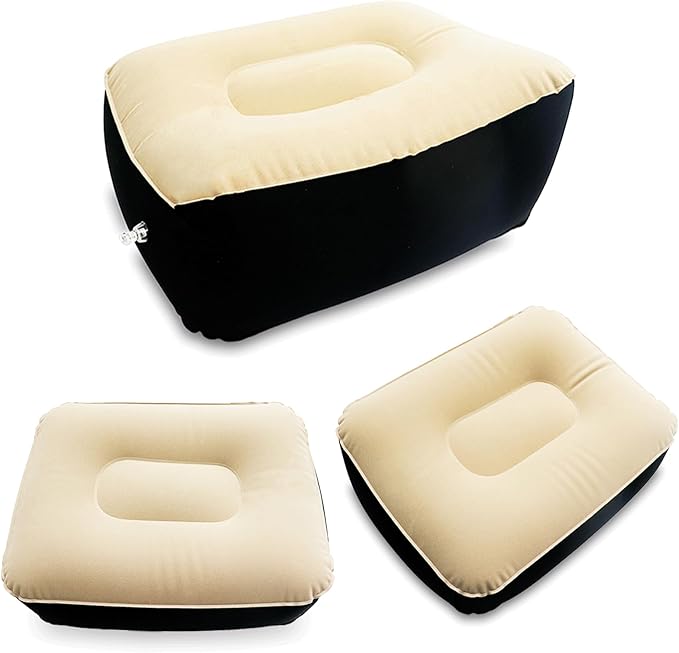 Inflatable Foot Rest, Carseat Foot Pillow, Airplanes Inflatable Foot Rest Cars, Travel Footrest Pillow for Home Office,Trains, 14.5" L×11.8" W×7.9”H