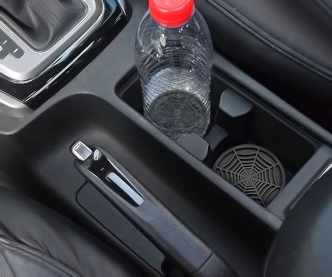4 Pack Car Cup Holder Coasters, Cute and Creativity Cup Holder Insert Coaster Car Interior Accessories-2.75 inch Silicone Anti Slip Spider Web Car Coaster-Universal