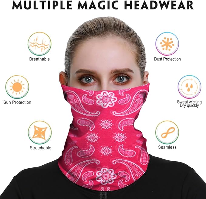 Neck Gaiter for Men Women Headwear Bandana Head Wrap Face Scarf Mask Cover Warmer Balaclava-Seamless & Versatile