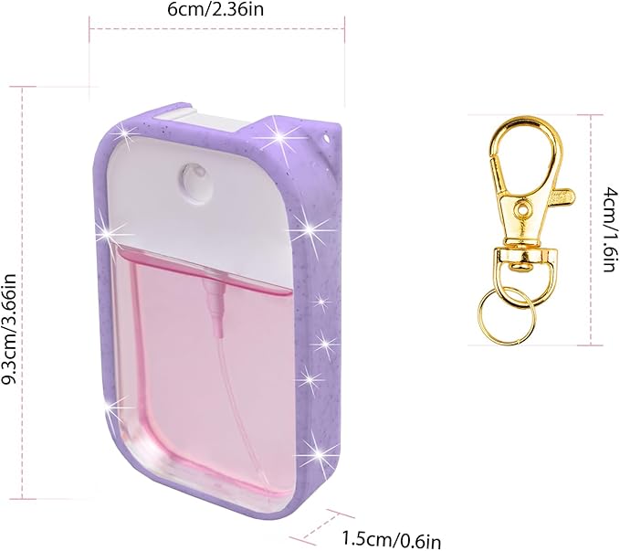 TERPINK Silicone Case Compatible with Touchland Hand Sanitizer Spray, Protective Case with Keychain for 1 fl oz, Hand Sanitizer Spray Accessory (Glitter Sequin Purple)