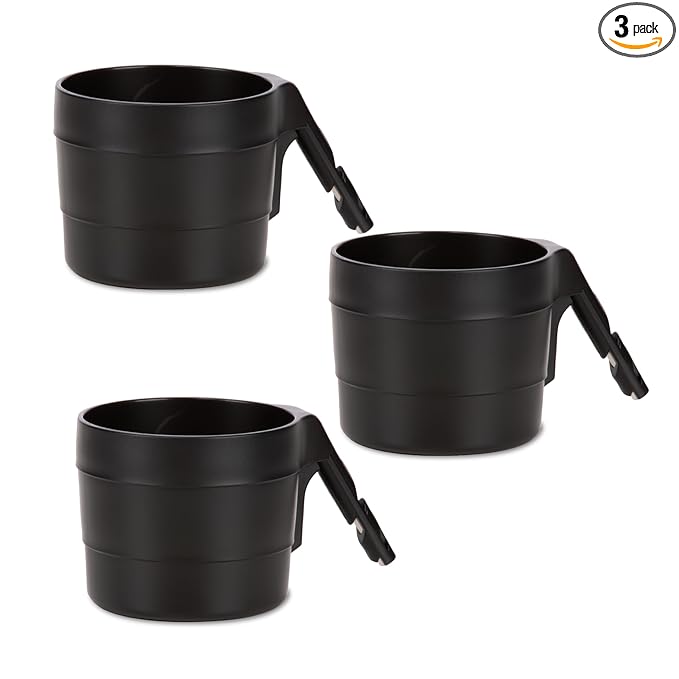 Diono XL Car Seat Cup Holders for Radian and Everett Car Seats, Pack of 3 Cup Holders, Black