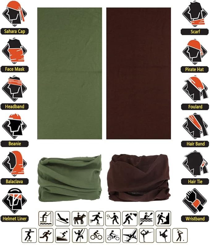 VANCROWN Headband Neck Gaiter Head Wrap Headwear Face Mask Magic Scarf Bandana for Men and Women