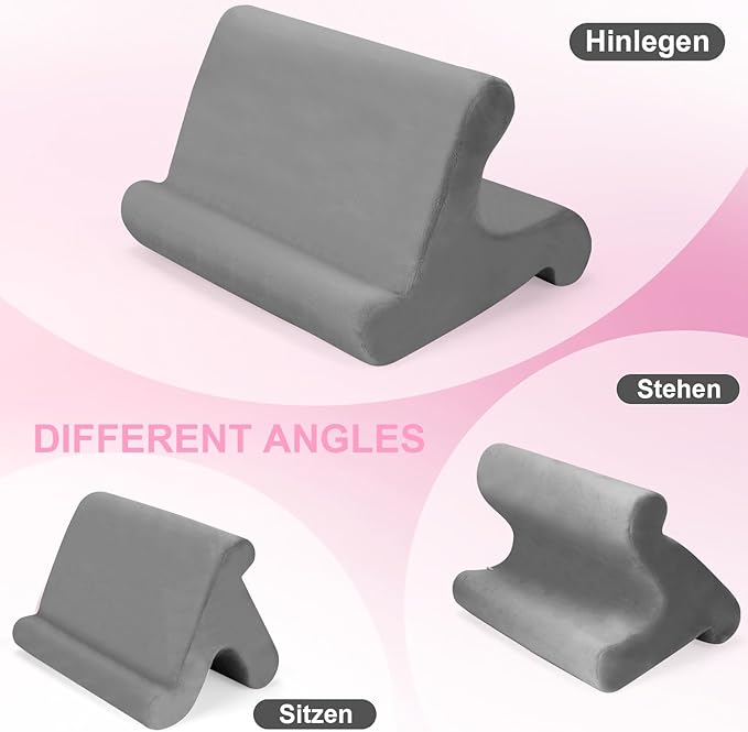 Universal Multi-Angle Tablet Stand Holder-Soft Pad Stand with black phone holder for Lap,Knee,Sofa and Bed,Compatible with iPad Pro 9.7,10.5,12.9 Air Mini 4 3,Kindle,Galaxy Tab,E-Reader (Grey)