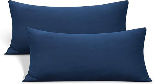 2-Pack Stretch Pillow Cases - Jersey Knit & Ultra Soft Envelope Closure Pillowcases T-Shirt Like Microfiber Blend - Suitable for 20x36/20x40 King Size Set of 2, Navy
