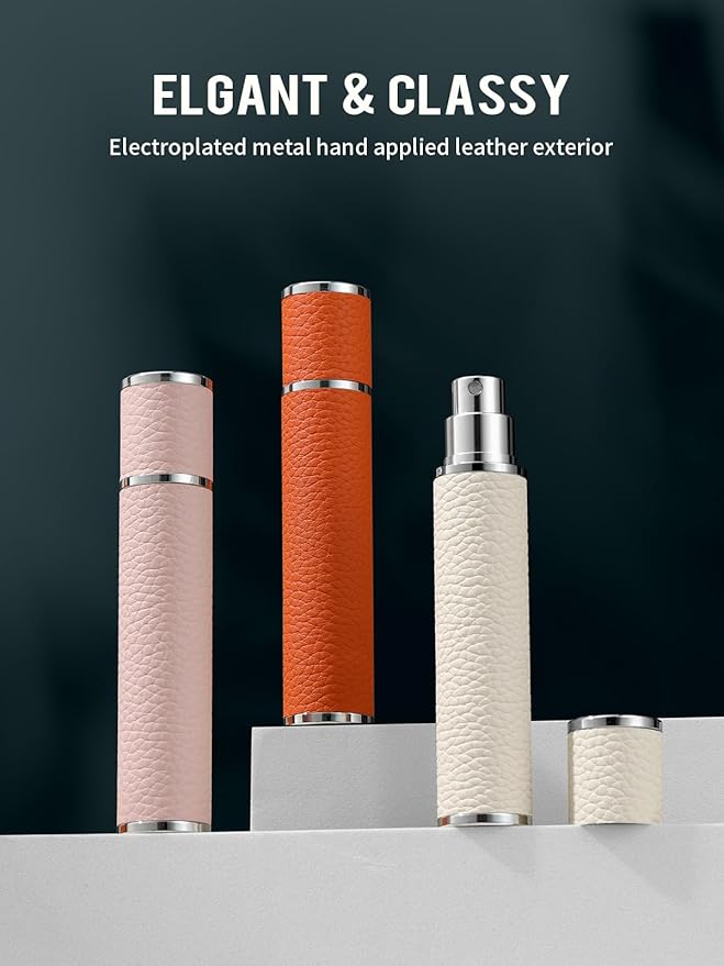 10ML Genuine Leather Atomizer Sprayer for Perfume - Portable Mini Cologne Sprayer for Woman Man - Perfume Travel Refillable Bottle,Travel Essential Fragrance Spray Bottle (Black)