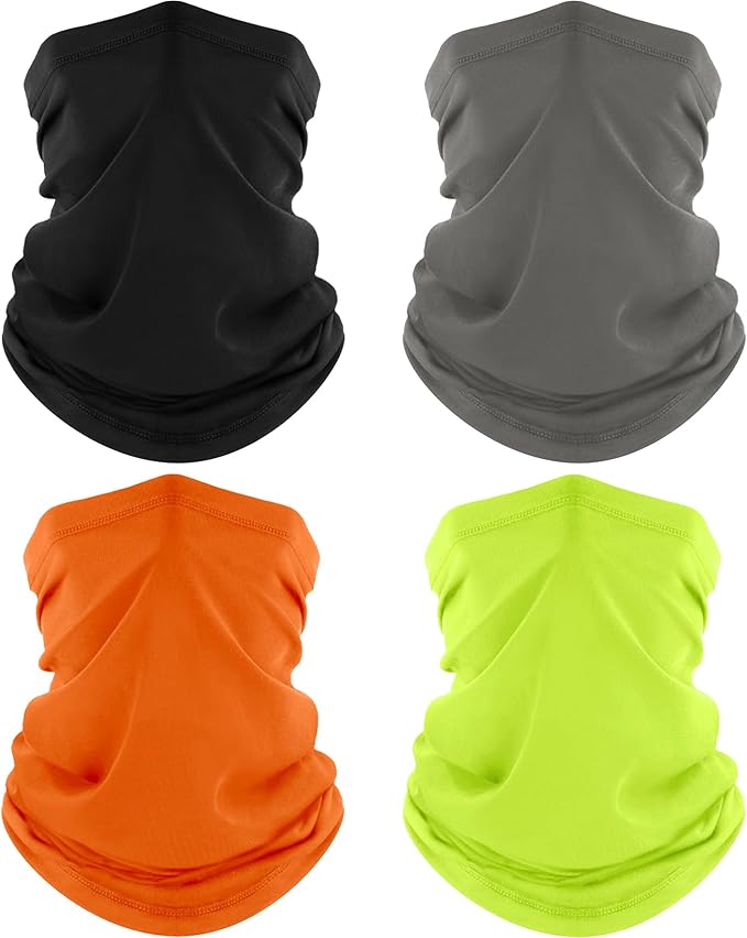 ROXUN 4 Pack Neck Gaiter, Cooling Breathable Face Mask UV Protection Scarf Hiking Bandana for Men/Women