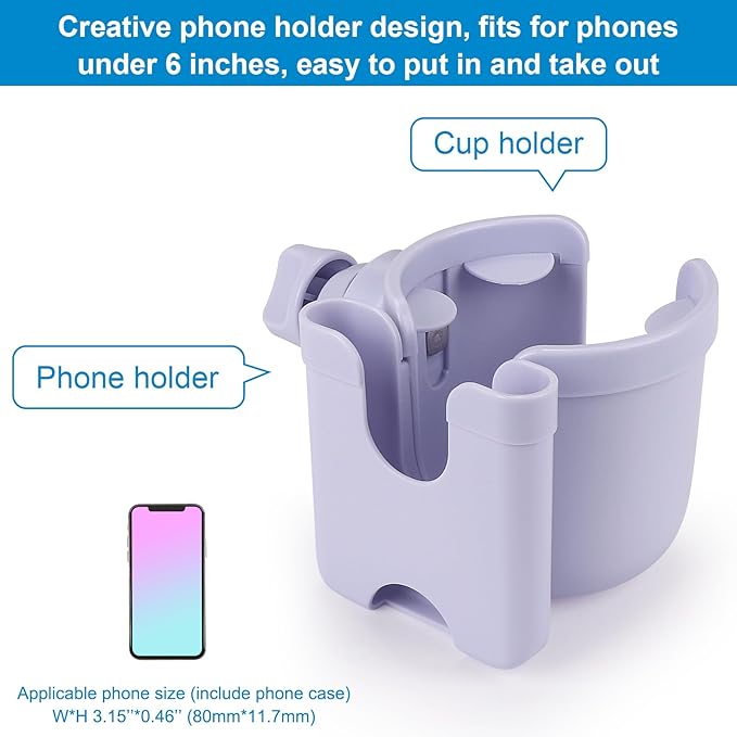 Accmor Stroller Cup Holder with Phone Holder, Bike Cup Holder, Universal Cup Holder for Uppababy Nuna Doona Strollers, 2-in-1 Cup Holder for Walker, Wheelchair, Scooter