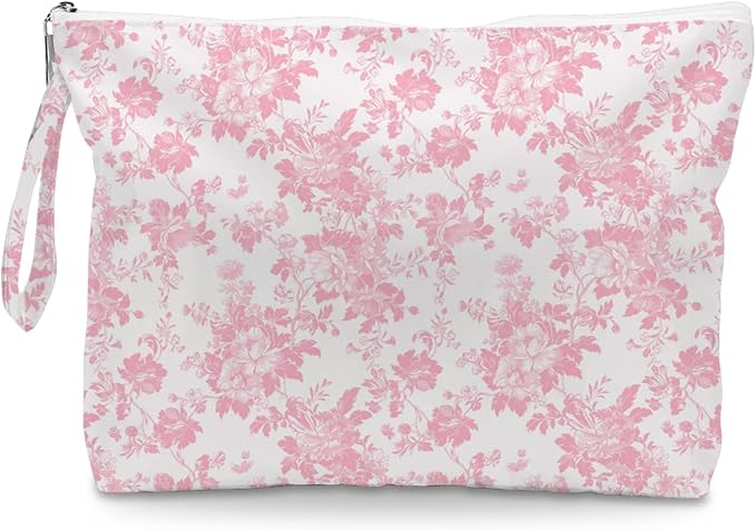 Fokongna Floral Print Wet Bag, Small Portable Waterproof Multi-Functional Organizer for Women, Soft Pink Ditsy Blossom,Ideal for Daily, Beach & Travel,