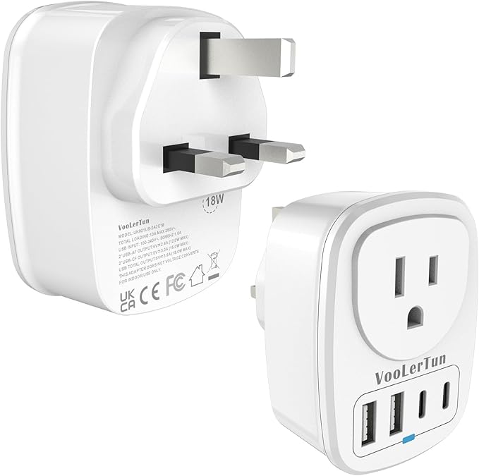 Type G Adapter for Travel US to UK Plug Adapter Outlet Converter with Multi USB Port, Electrical Outlet Power Adapter for Ireland Scotland Dubai England Hongkong Travel Cruise Essential