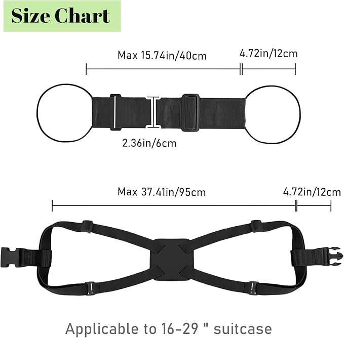 Multi Use Strong Adjustable Luggage Connector Straps for Suitcases,2 Pack Flexible Luggage Accessories Elastic Fastening Bag Strap (Black-3pcs)