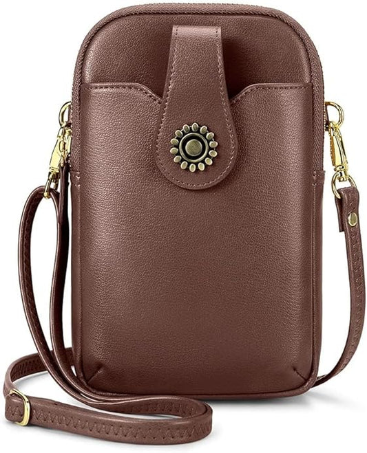 Peacocktion Small Crossbody Bags for Women, Leather RFID Cell Phone Purse, Trendy Travel Crossbody Purses with Zipper