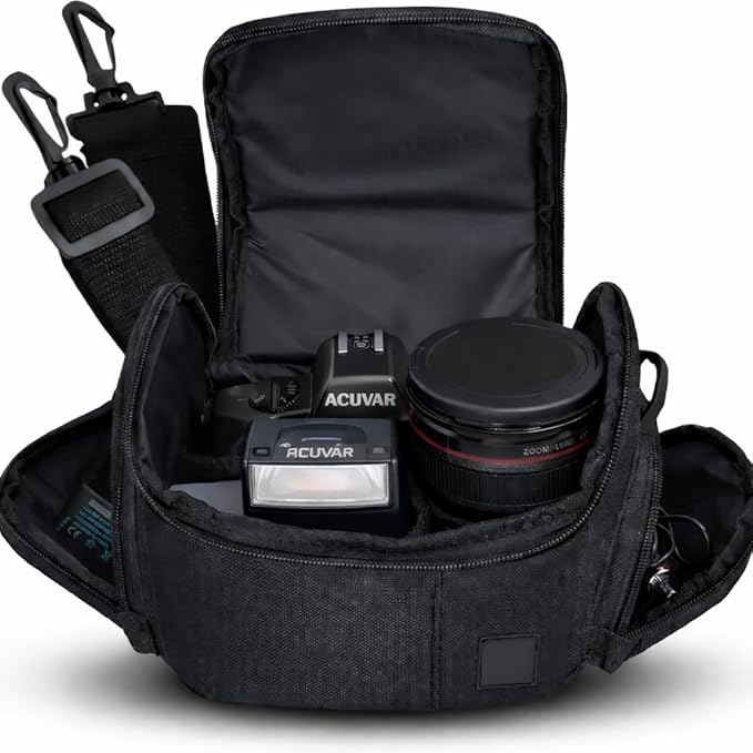 eCostConnection Medium Camera Bag Case – Soft Padded Camera Equipment Bag for DSLR & Mirrorless Cameras, Fits Nikon Canon Sony, Protective Shoulder Carry Bag