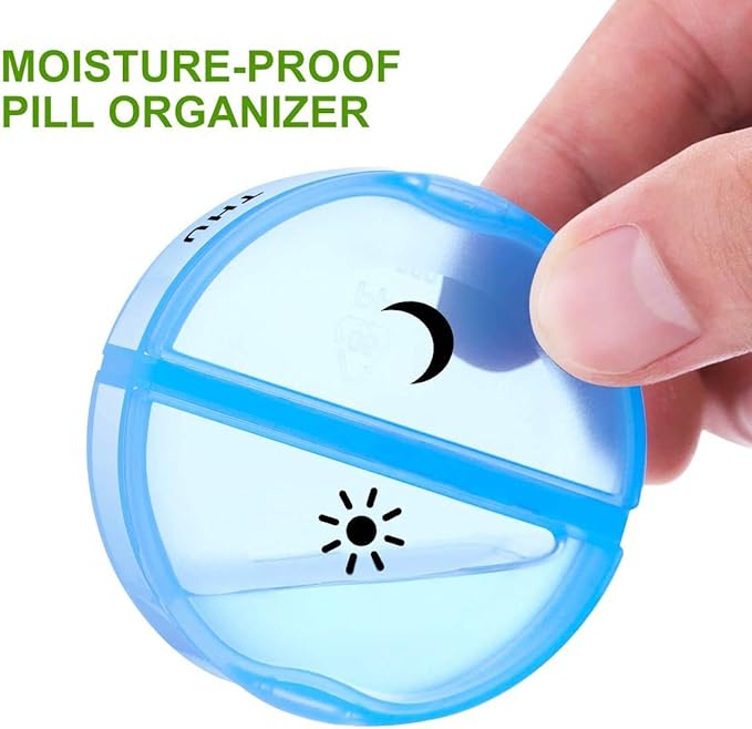 Sukuos Large Weekly Pill Organizer 2 Times a Day, Daily Pill Box 7 Day Easy to Open with Double Protection, AM PM Pill Case for Medicine/Vitamin/Fish Oil/Supplements (Green)
