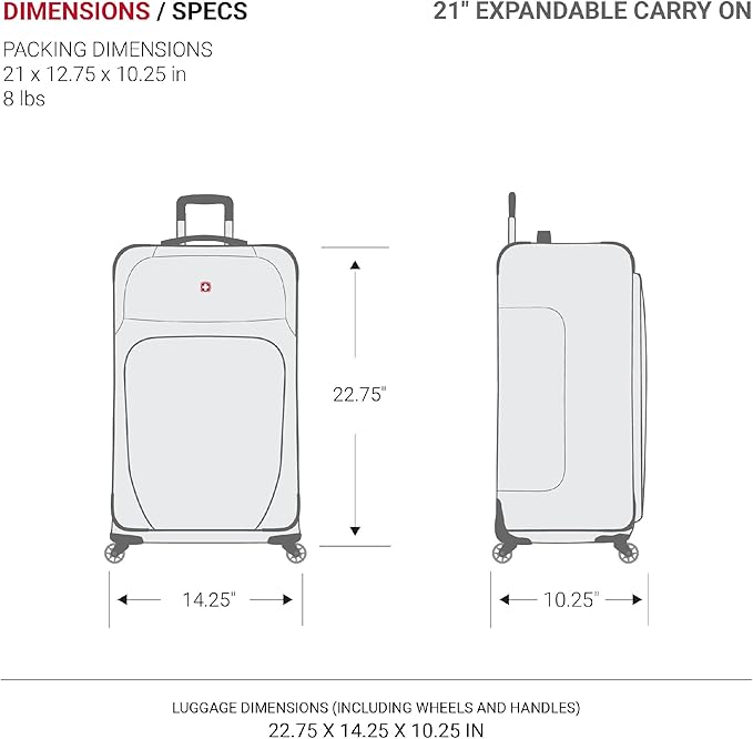 SWISSGEAR Sion Softside Expandable Spinner Luggage Durable Lightweight Travel Suitcase, Merlot, 2-Piece Set (Carry-On/Large)