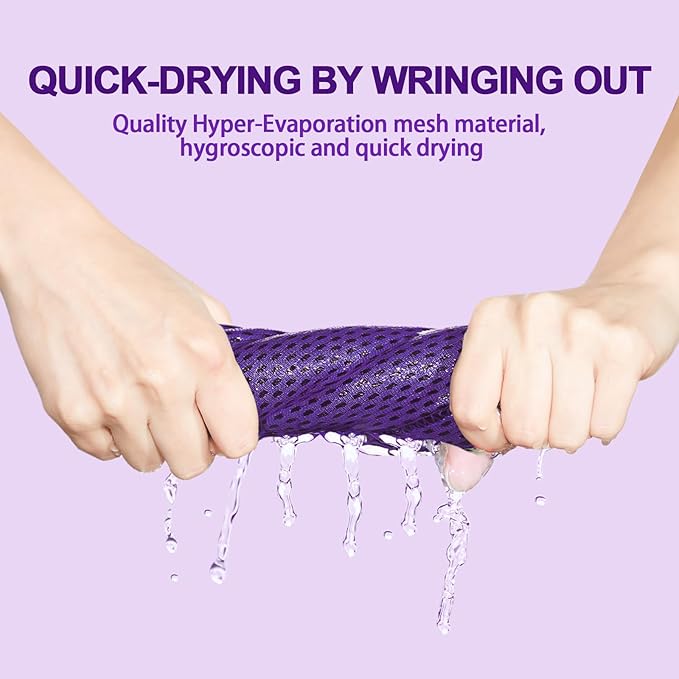 Honoson 10 Pcs Cooling Towel Bulk - Neck & Face Cool Chilly Towels Microfiber Breathable Sport Sweat Rag for Gym, Yoga, Travel, Camping, Running, Outdoor (Purple)